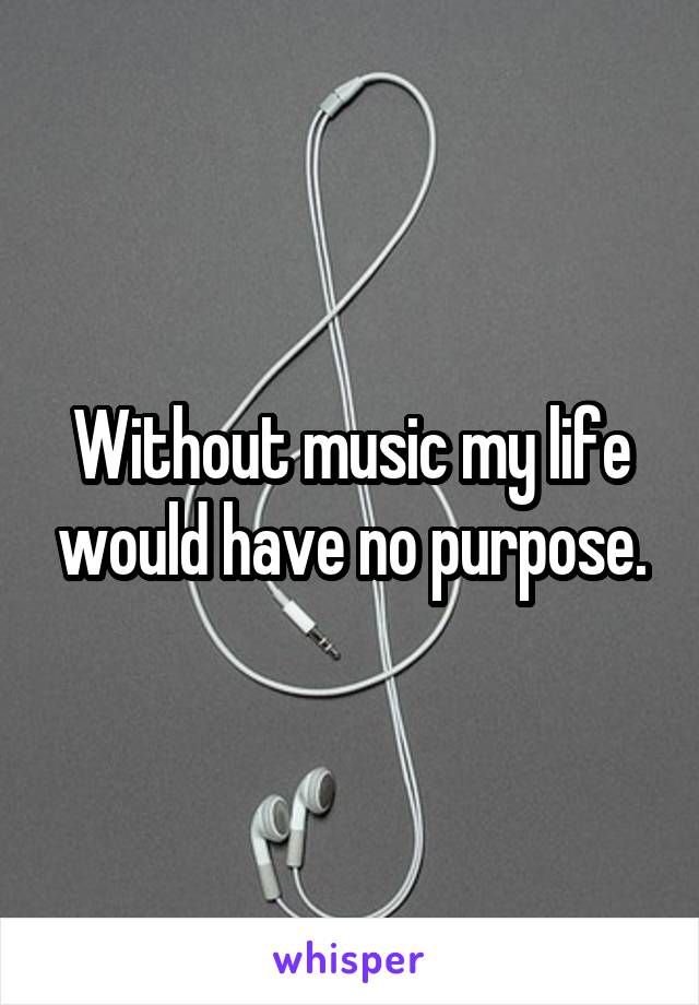 Without music my life would have no purpose.