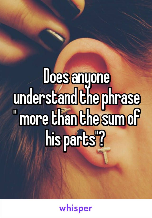 Does anyone understand the phrase " more than the sum of his parts"? 
