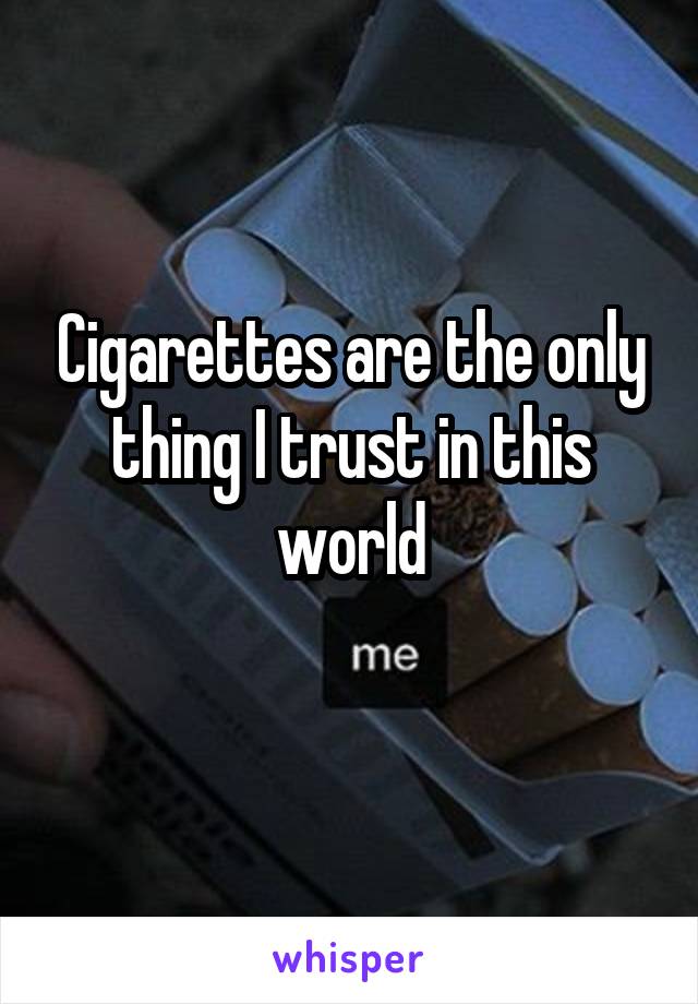 Cigarettes are the only thing I trust in this world
