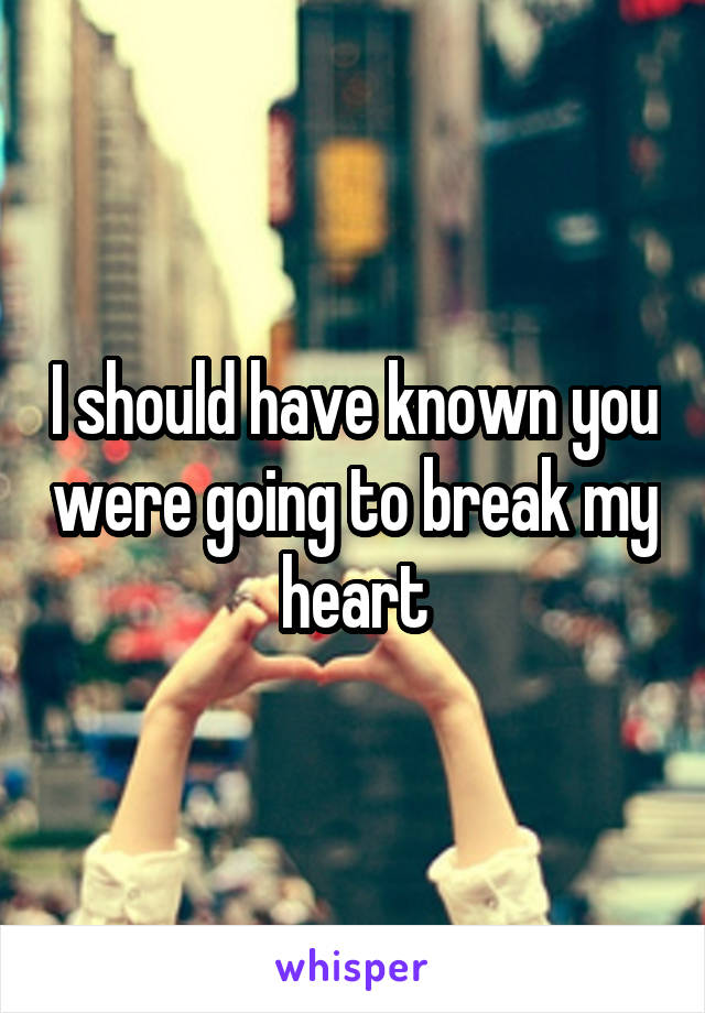 I should have known you were going to break my heart