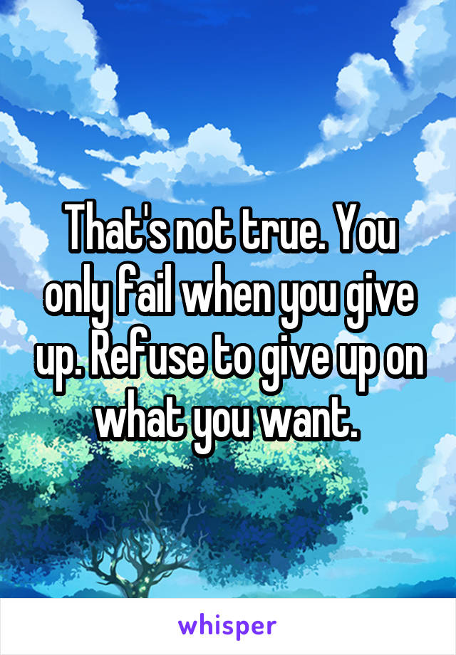 That's not true. You only fail when you give up. Refuse to give up on what you want. 
