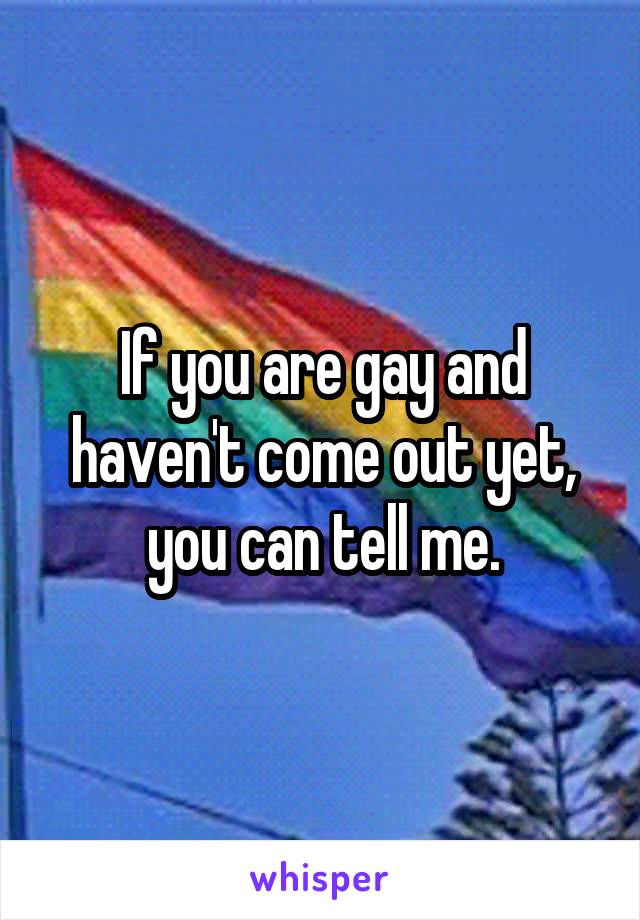 If you are gay and haven't come out yet, you can tell me.