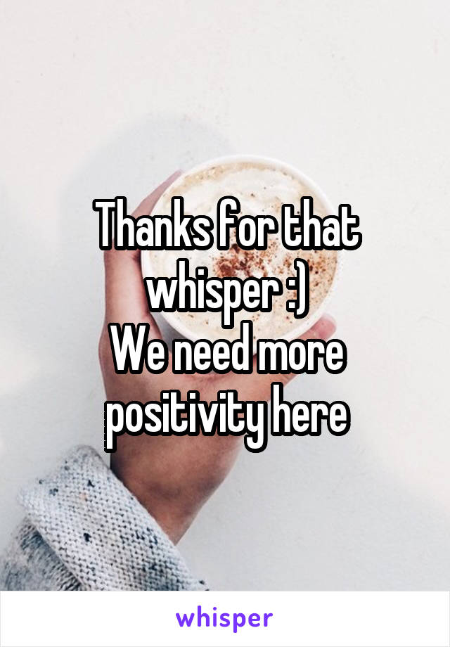 Thanks for that whisper :)
We need more positivity here