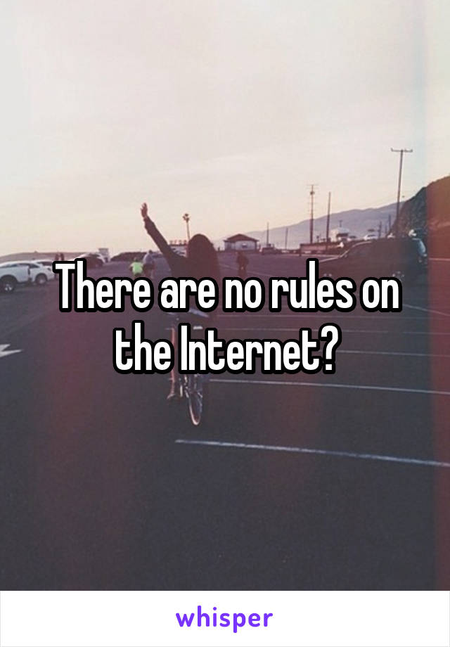 There are no rules on the Internet?