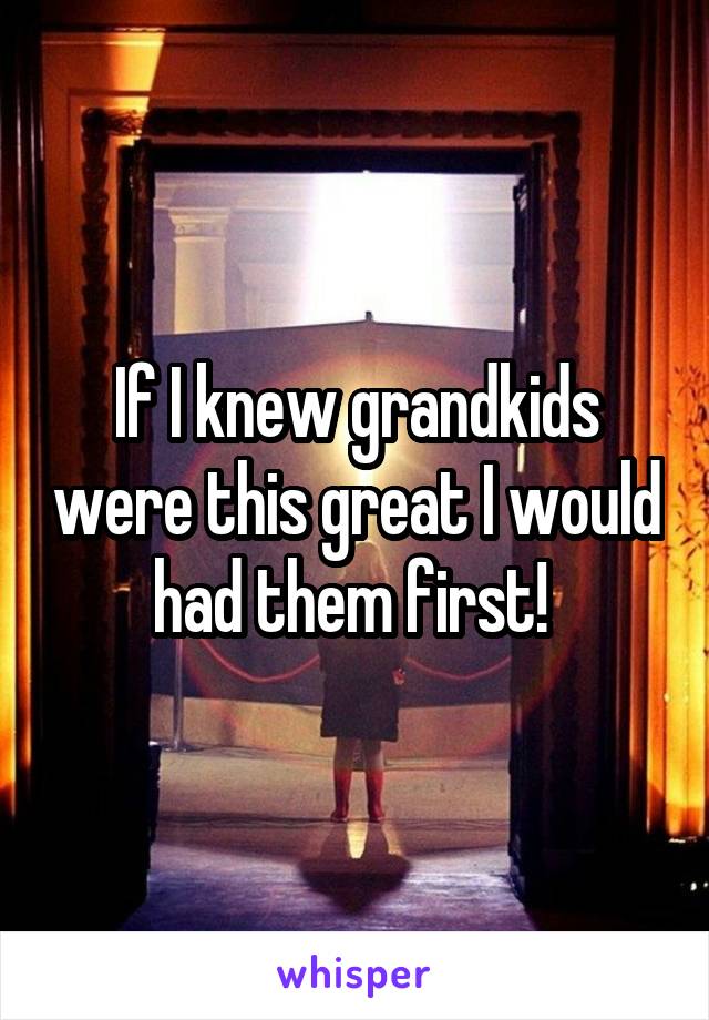 If I knew grandkids were this great I would had them first! 