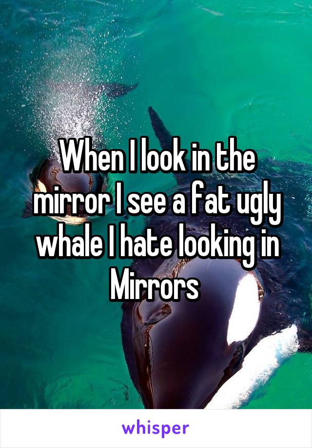 When I look in the mirror I see a fat ugly whale I hate looking in Mirrors 