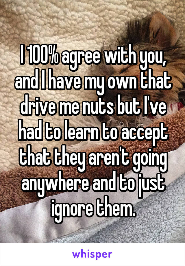 I 100% agree with you, and I have my own that drive me nuts but I've had to learn to accept that they aren't going anywhere and to just ignore them.