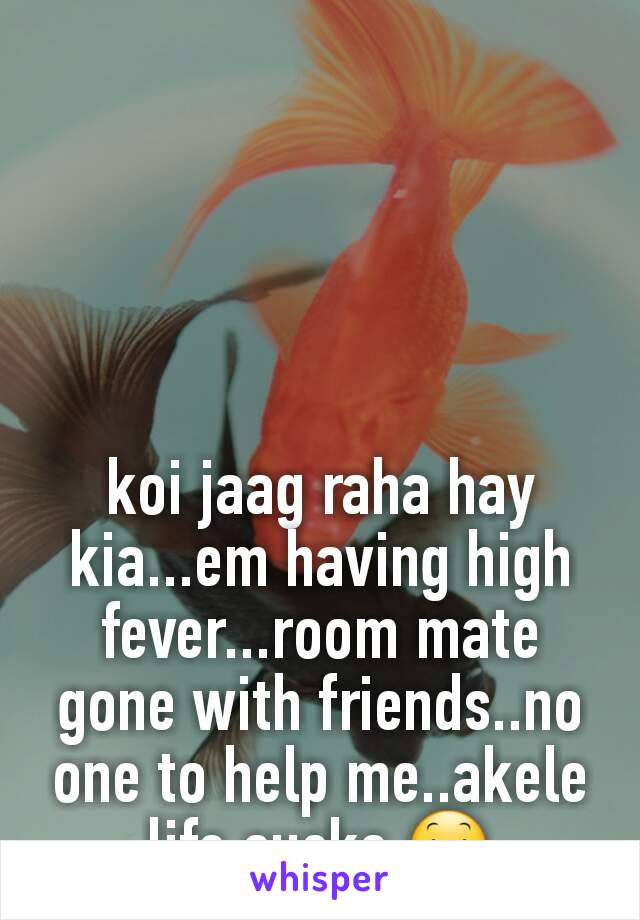 koi jaag raha hay kia...em having high fever...room mate gone with friends..no one to help me..akele life sucks 😕