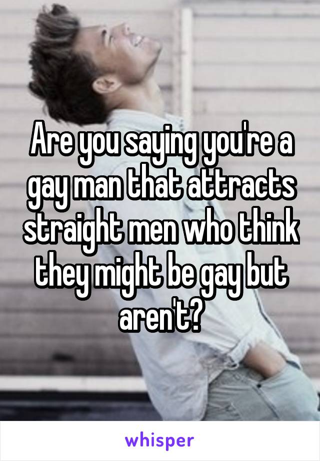 Are you saying you're a gay man that attracts straight men who think they might be gay but aren't?