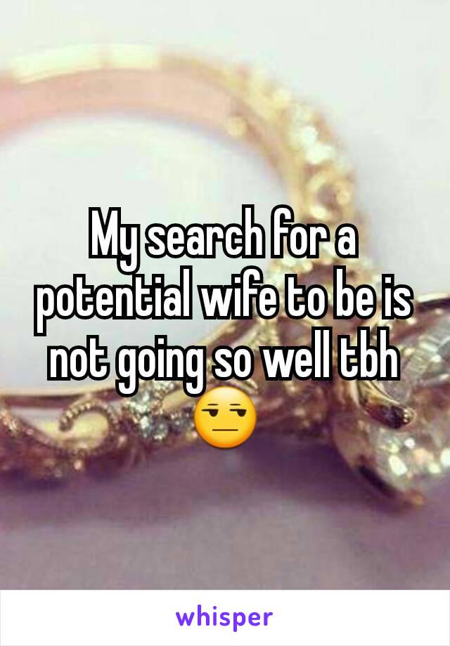 My search for a potential wife to be is not going so well tbh😒