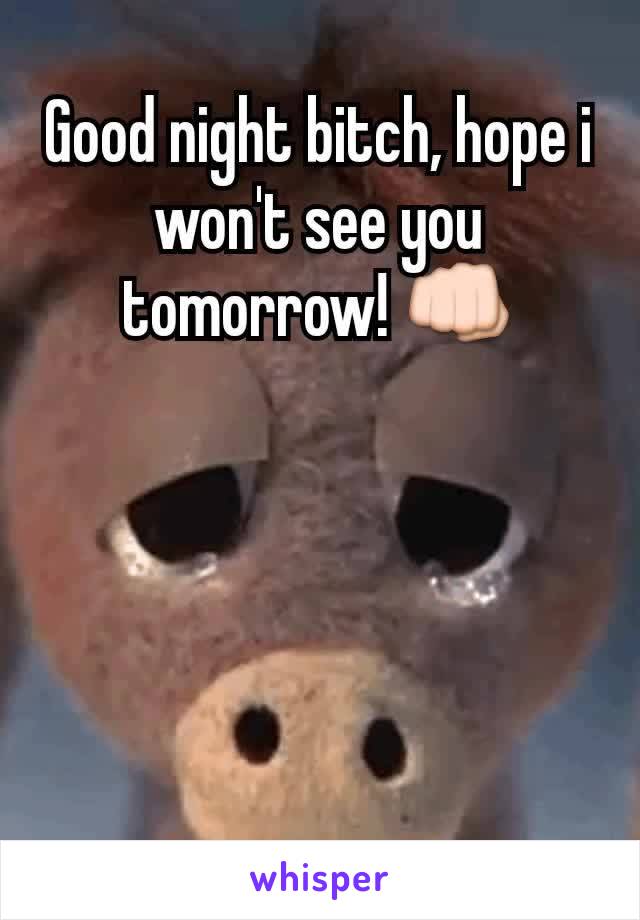 Good night bitch, hope i won't see you tomorrow! 👊