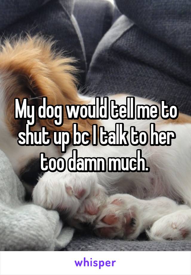 My dog would tell me to shut up bc I talk to her too damn much. 