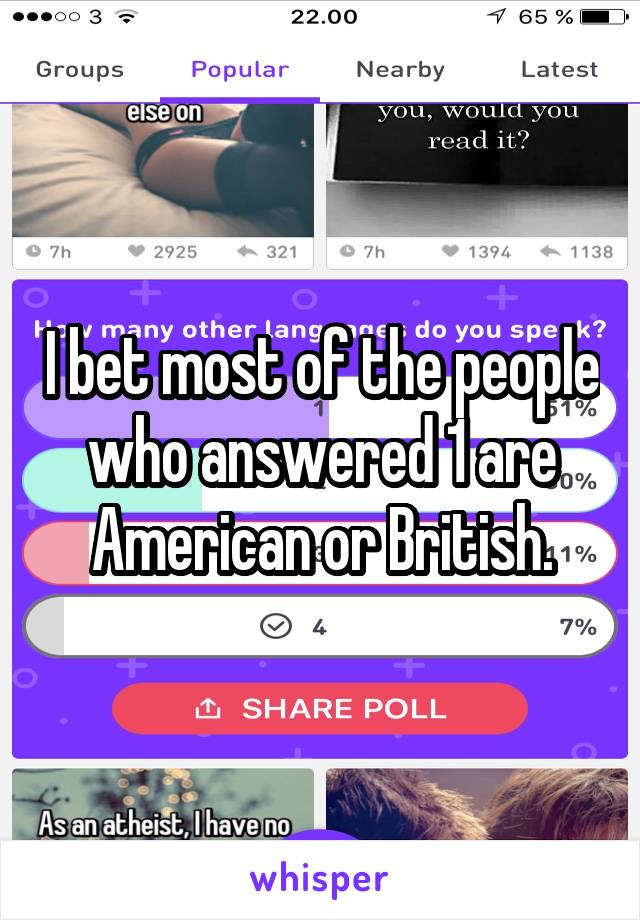 I bet most of the people who answered 1 are American or British.