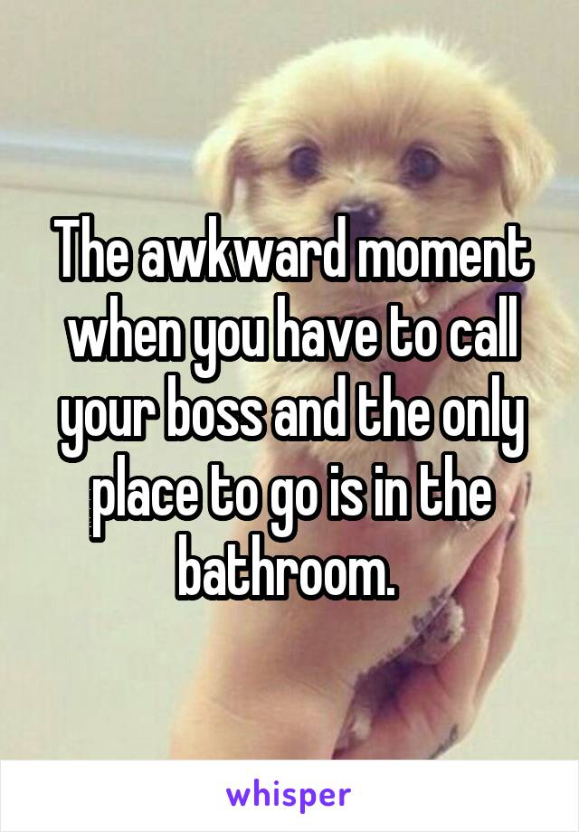 The awkward moment when you have to call your boss and the only place to go is in the bathroom. 