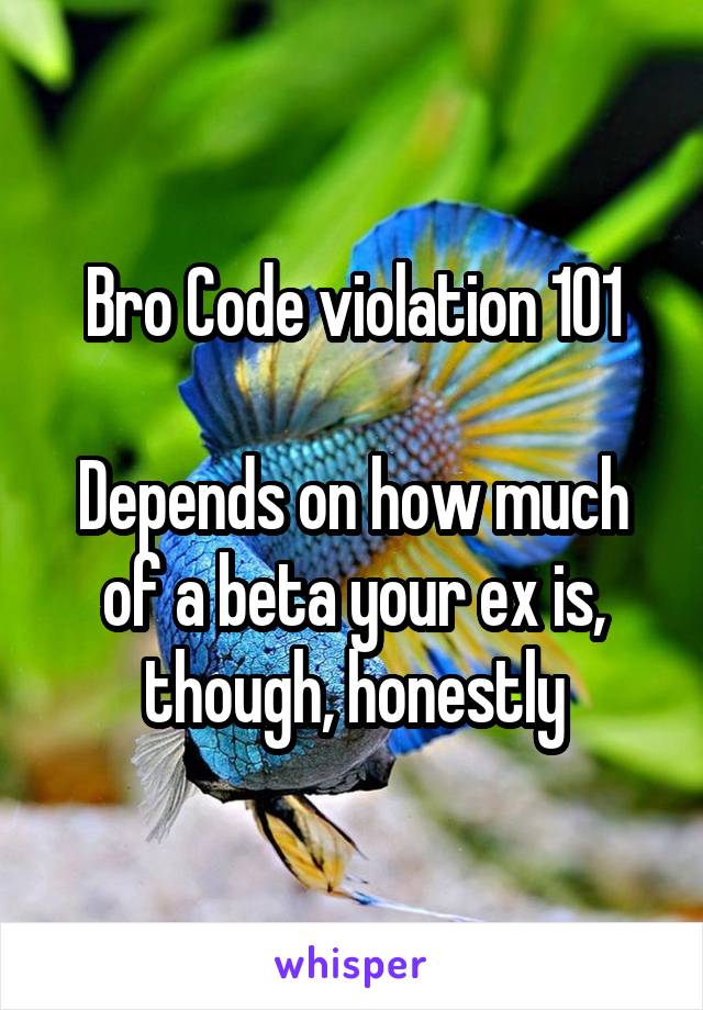 Bro Code violation 101

Depends on how much of a beta your ex is, though, honestly