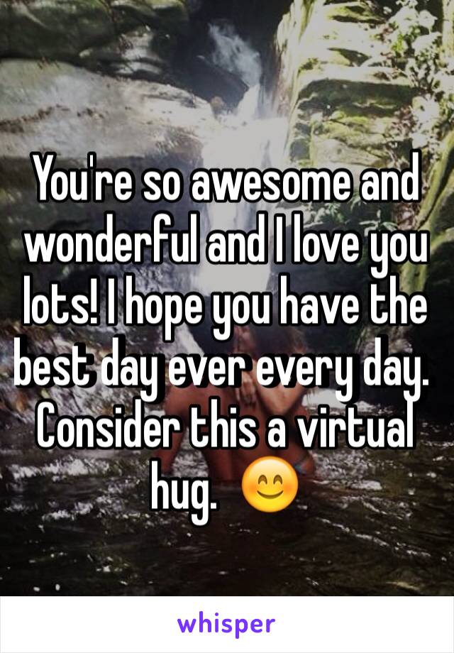 You're so awesome and wonderful and I love you lots! I hope you have the best day ever every day. 
Consider this a virtual hug.  😊