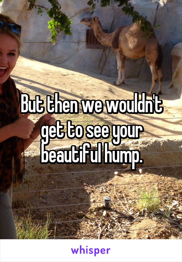 But then we wouldn't get to see your beautiful hump.