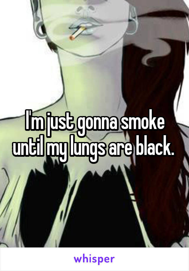 I'm just gonna smoke until my lungs are black. 