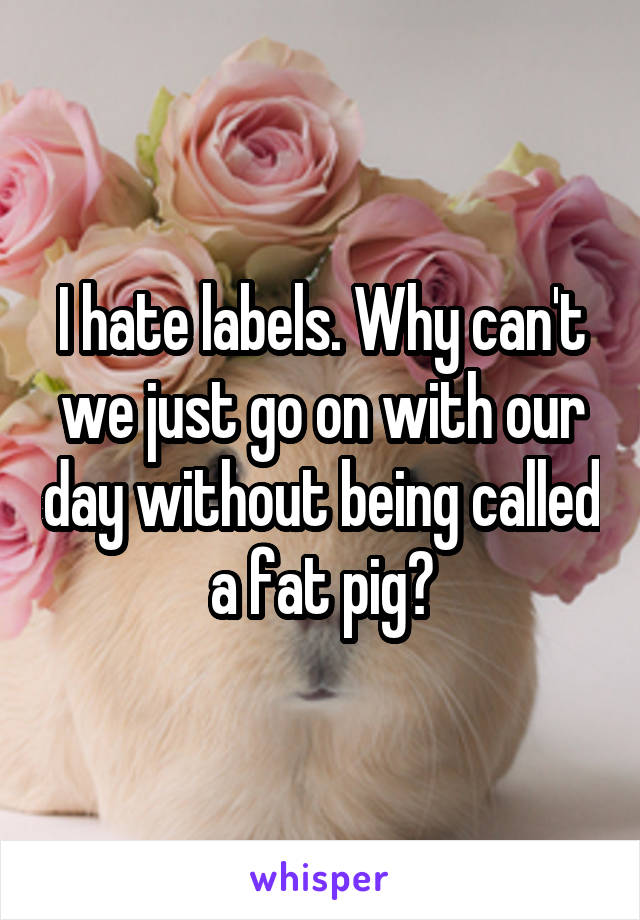 I hate labels. Why can't we just go on with our day without being called a fat pig?