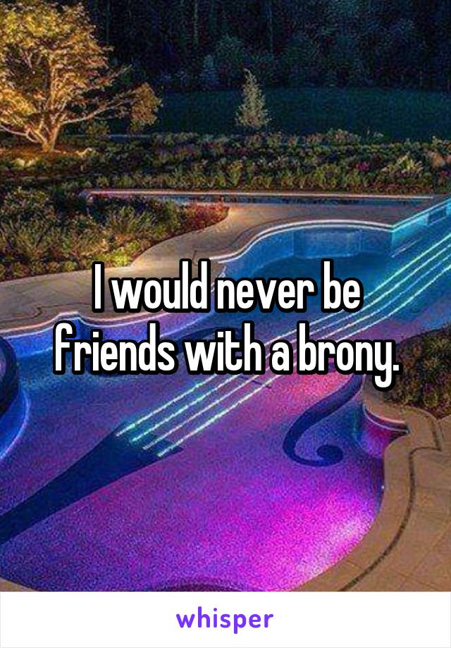 I would never be friends with a brony.