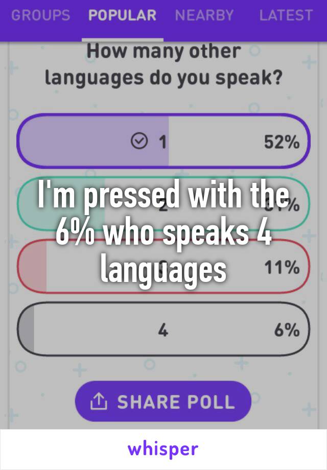 I'm pressed with the 6% who speaks 4 languages