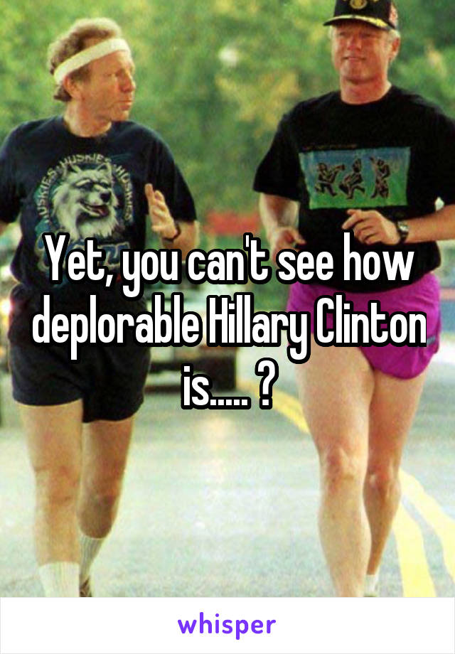 Yet, you can't see how deplorable Hillary Clinton is..... ?