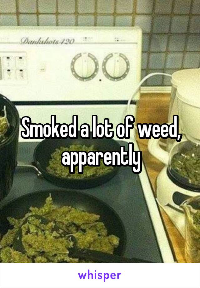 Smoked a lot of weed, apparently