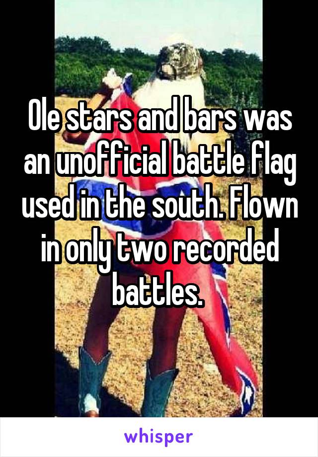 Ole stars and bars was an unofficial battle flag used in the south. Flown in only two recorded battles. 
