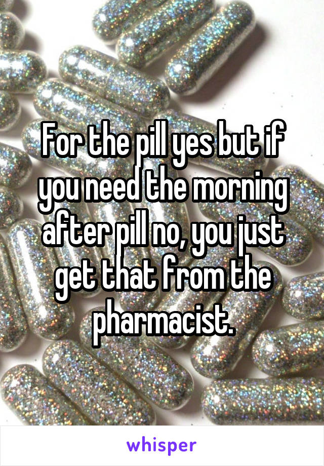 For the pill yes but if you need the morning after pill no, you just get that from the pharmacist.