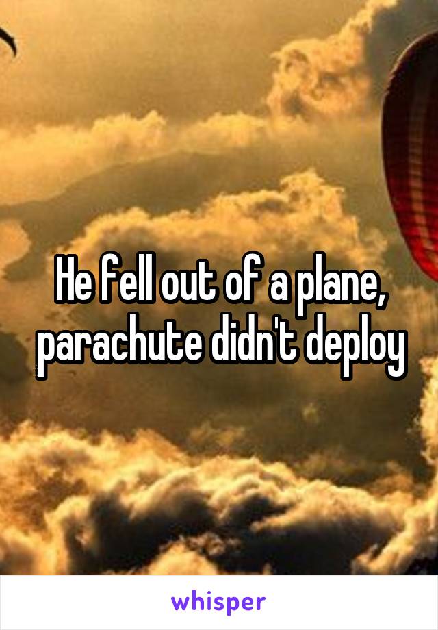 He fell out of a plane, parachute didn't deploy