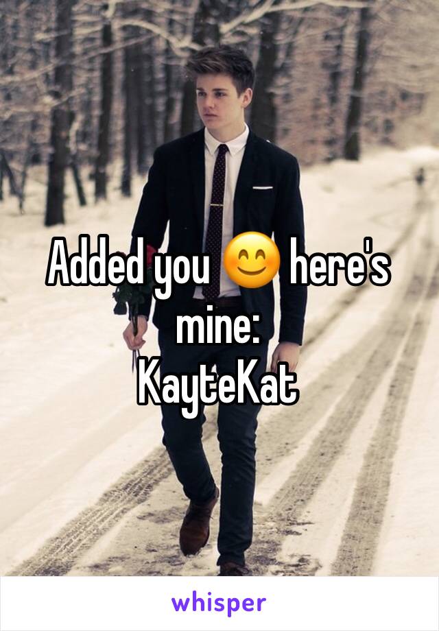 Added you 😊 here's mine:
KayteKat