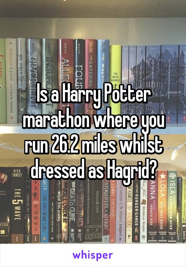 Is a Harry Potter marathon where you run 26.2 miles whilst dressed as Hagrid?