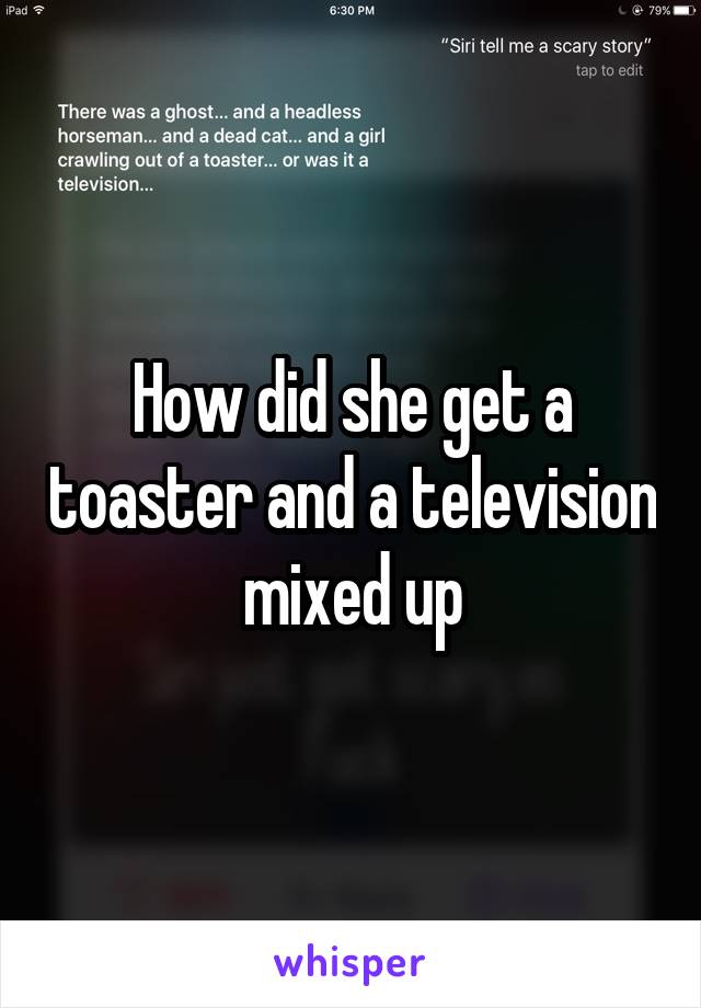 How did she get a toaster and a television mixed up
