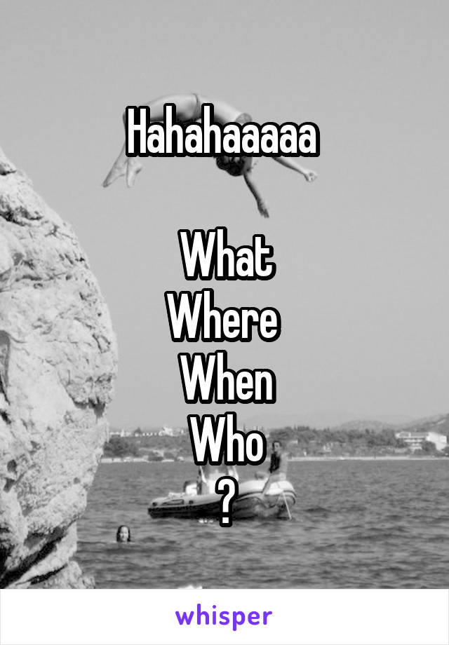 Hahahaaaaa 

What
Where 
When
Who
?
