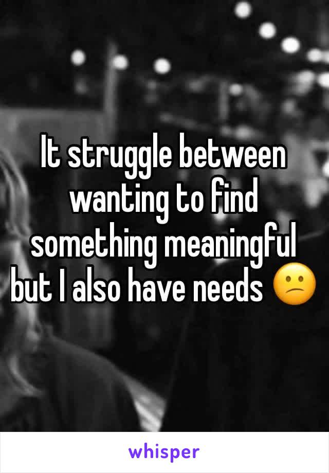 It struggle between wanting to find something meaningful but I also have needs 😕