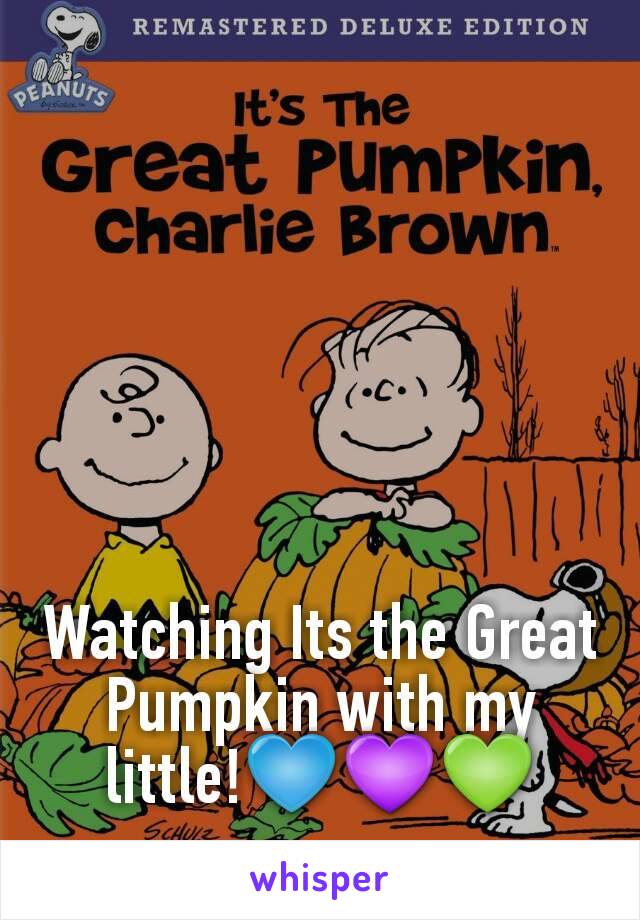 Watching Its the Great Pumpkin with my little!💙💜💚