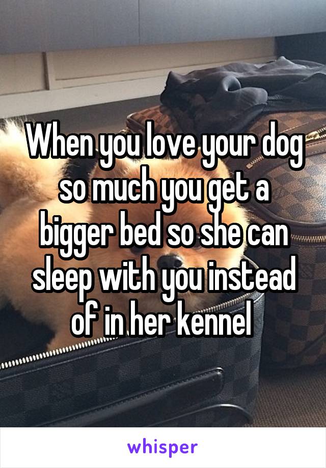 When you love your dog so much you get a bigger bed so she can sleep with you instead of in her kennel 