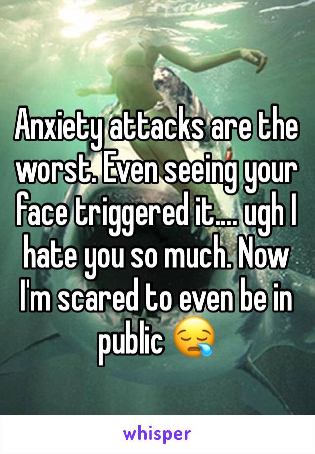 Anxiety attacks are the worst. Even seeing your face triggered it.... ugh I hate you so much. Now I'm scared to even be in public 😪