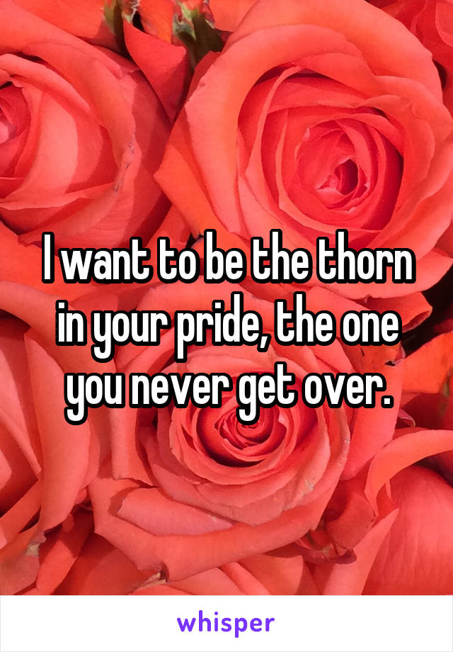 I want to be the thorn in your pride, the one you never get over.