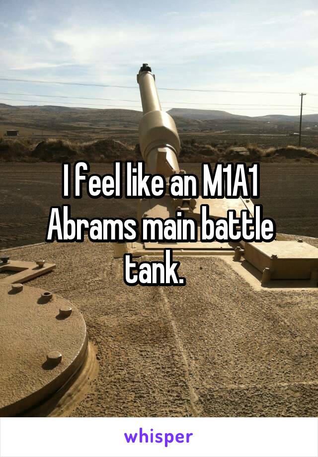 I feel like an M1A1 Abrams main battle tank.  