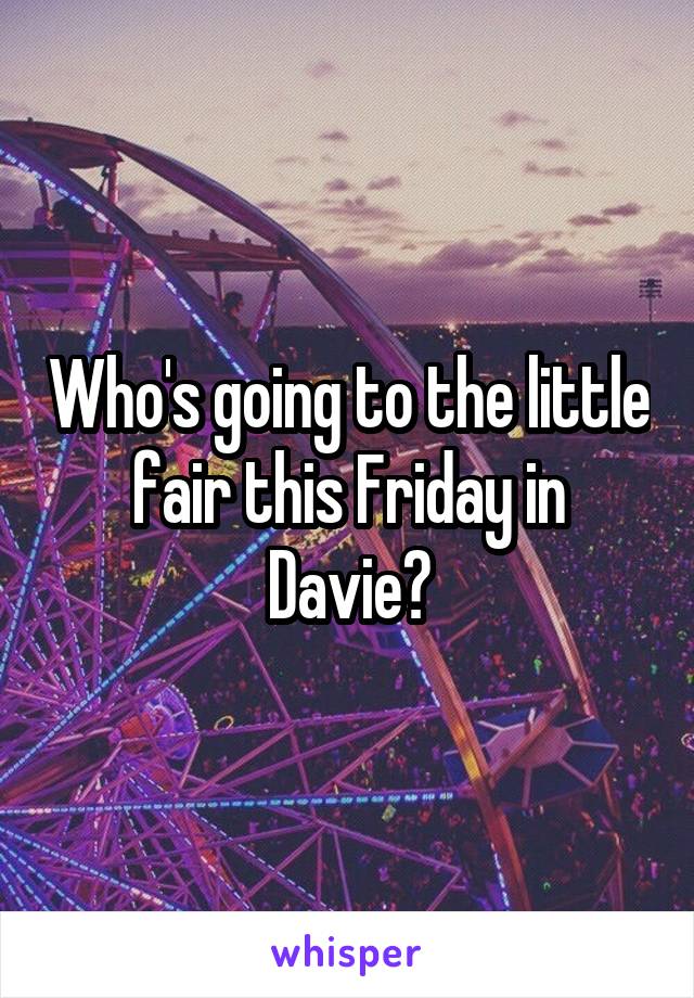 Who's going to the little fair this Friday in Davie?