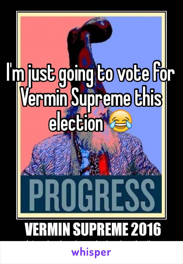 I'm just going to vote for Vermin Supreme this election 😂