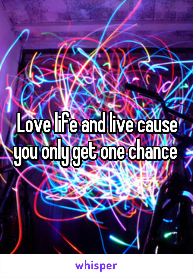 Love life and live cause you only get one chance 