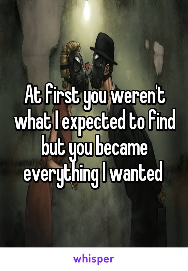 At first you weren't what I expected to find but you became everything I wanted 