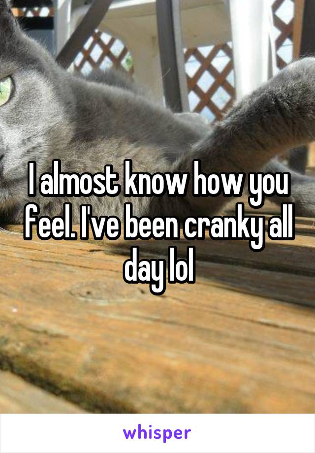 I almost know how you feel. I've been cranky all day lol