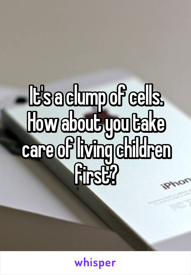 It's a clump of cells. How about you take care of living children first?