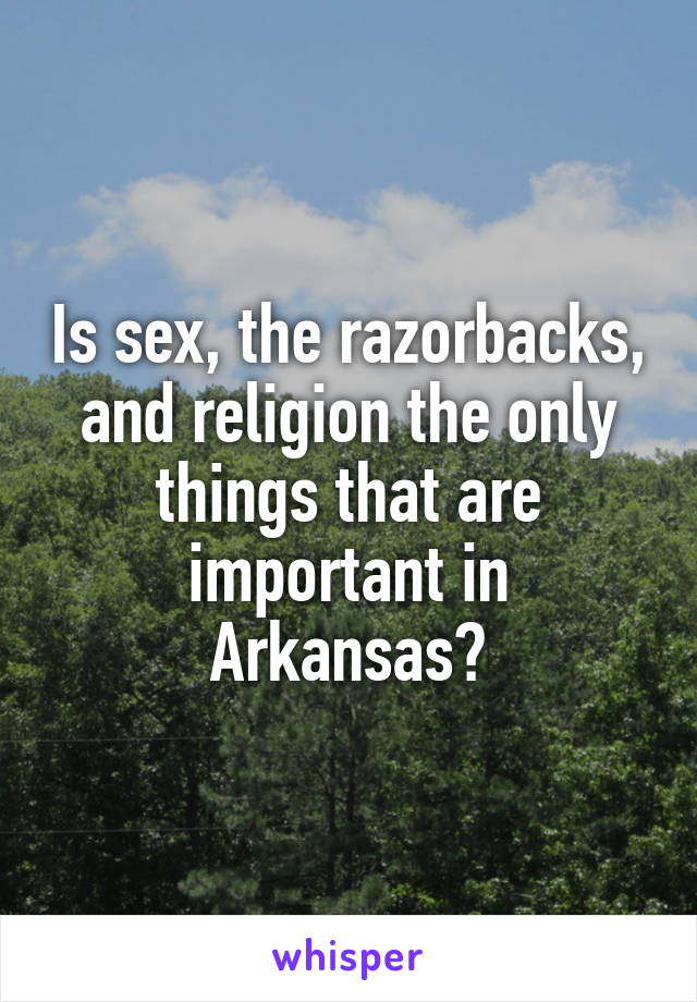 Is sex, the razorbacks, and religion the only things that are important in Arkansas?