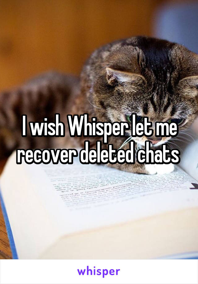 I wish Whisper let me recover deleted chats 