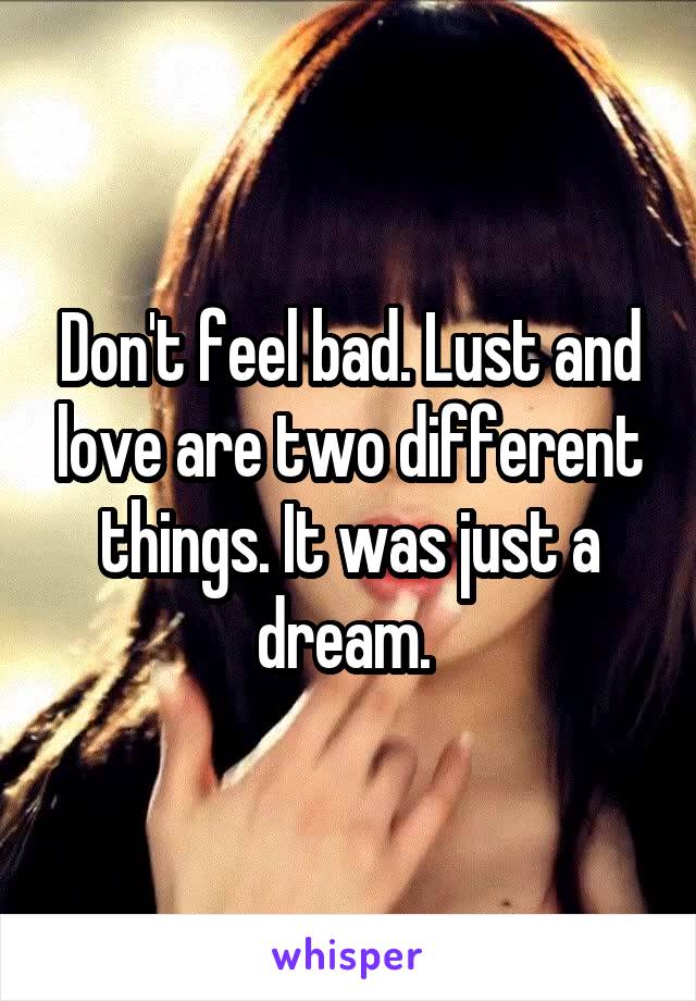 Don't feel bad. Lust and love are two different things. It was just a dream. 