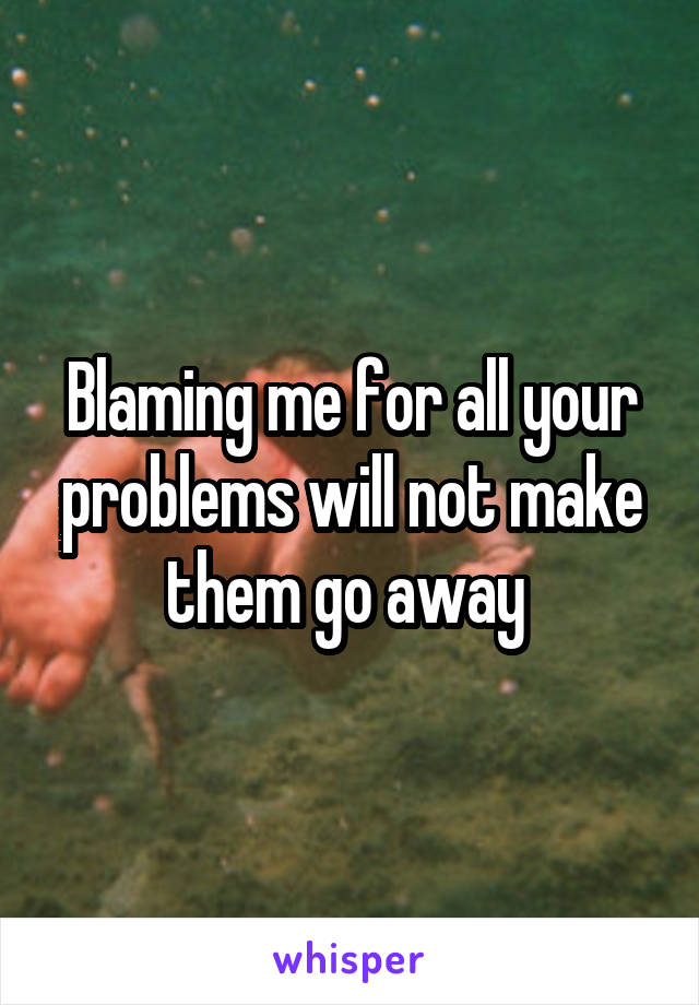 Blaming me for all your problems will not make them go away 